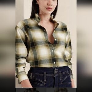 Banana Republic Green Plaid Button-Down Shirt